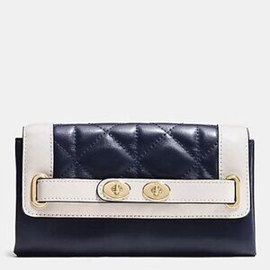 NWT Coach F53910 Envelope Wallet Navy Blue Quilted Leather $295 Imperfect As Is
